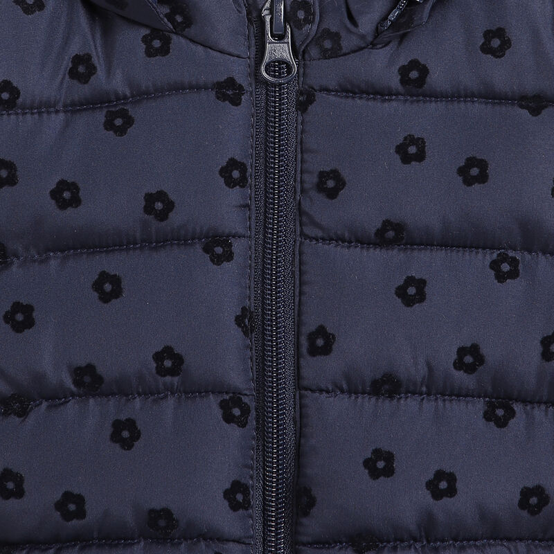 Girls Dark Blue Floral Printed Jacket image number 4